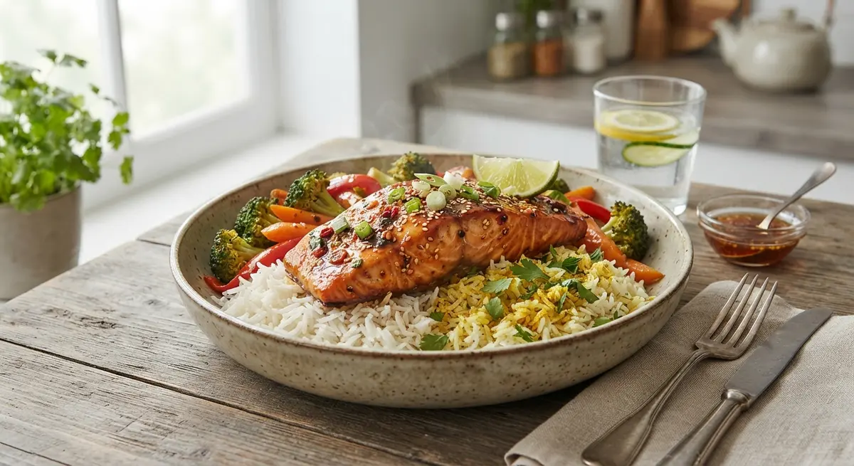 Honey Soy Roasted Salmon Double Basmati Rice
